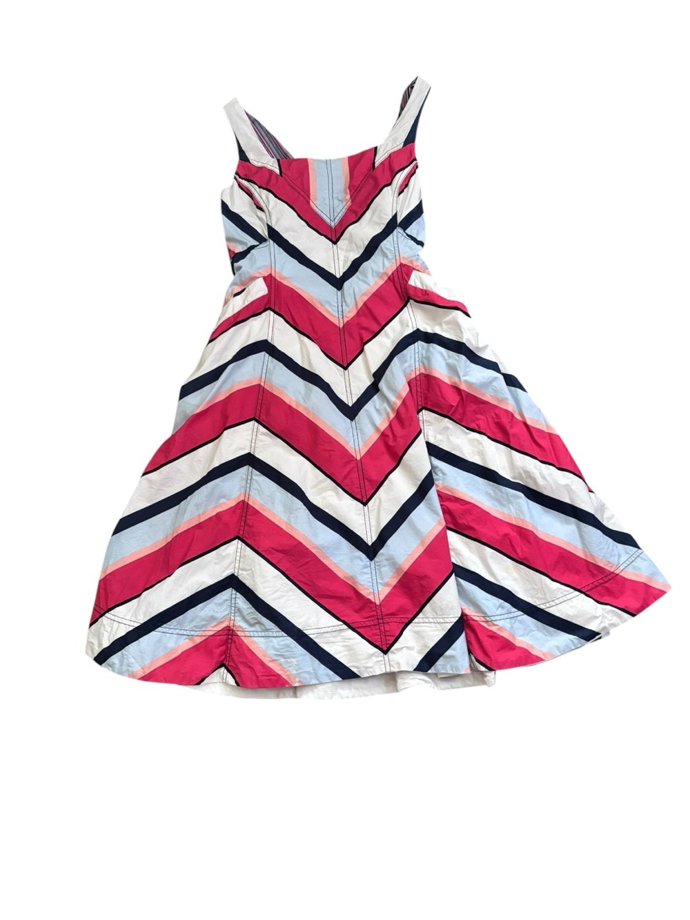 Anthropologie Maeve Chevron Pockets Sundress Size 6 Red White Blue  Fit Flare